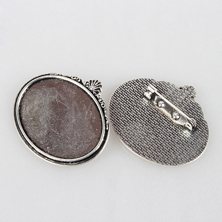 Vintage Alloy Brooch Cabochon Bezel Settings X-PALLOY-N0085-08AS-1