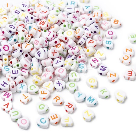 Opaque Acrylic Heart Beads SACR-Q100-M031-1