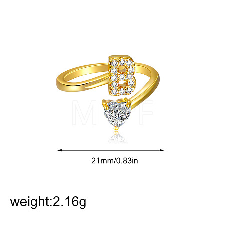 Brass Micro Pave Clear Cubic Zirconia Cuff Open Rings FS-WGF859A-02-1
