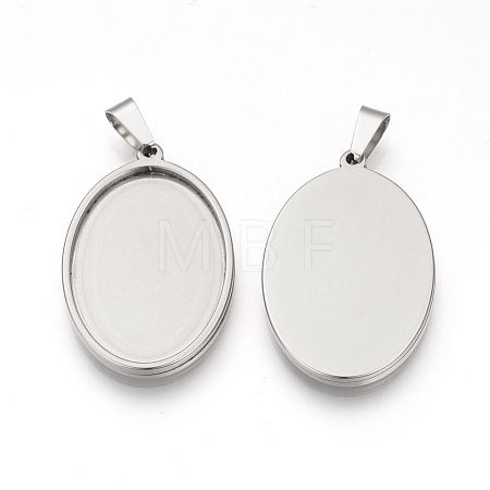 Tarnish Resistant 201 Stainless Steel Pendant Cabochon Settings STAS-S073-11P-1