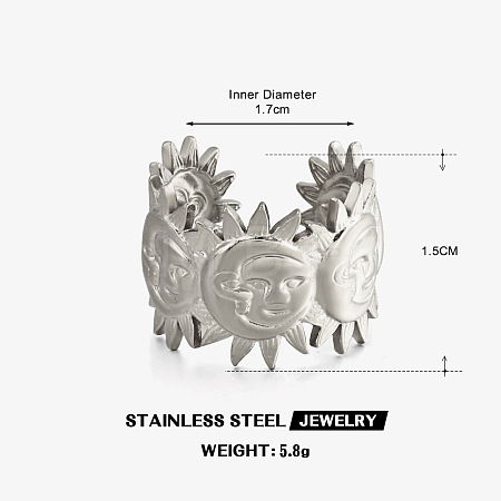 304 Stainless Steel Open Cuff Rings for Women WG56251-02-1