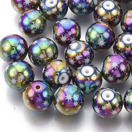 Christmas Electroplate Glass Beads X-EGLA-R113-07D-1