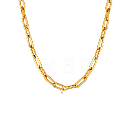 Stainless Steel Paperclip Chain Necklaces for Women PW-WG12199-02-1