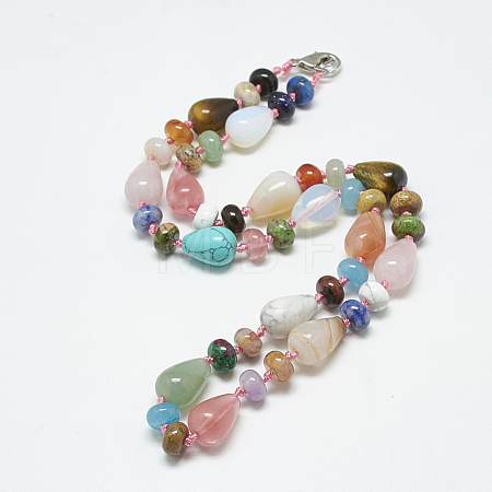 Natural & Synthetic Gemstone Beaded Necklaces NJEW-S389-24-1