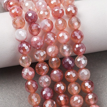 Electroplated Natural Agate Beads Strands G-B191-A07-6mm-15-1