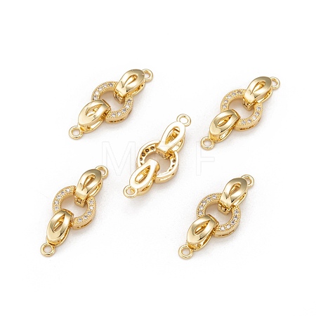Brass Micro Pave Cubic Zirconia Fold Over Clasps KK-P164-12G-1