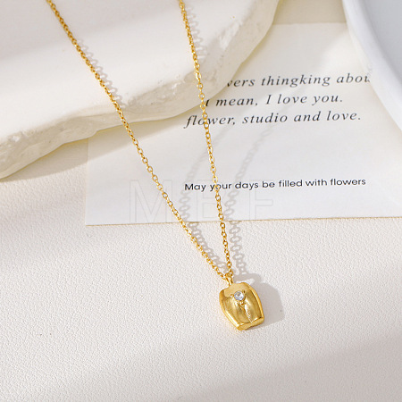 304 Stainless Steel Pave Clear Cubic Zirconia Pendant Necklaces WG4C9E8-02-1