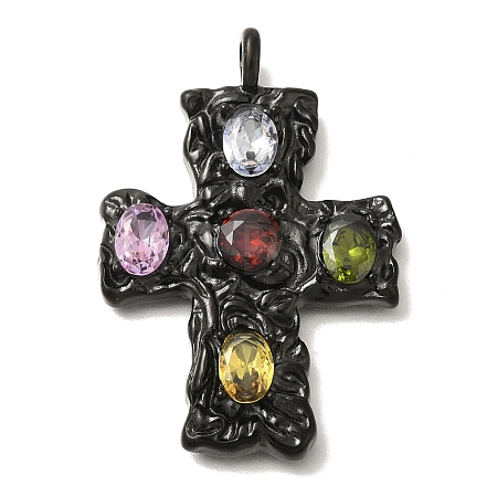 304 Stainless Steel Colorful Rhinestone Pendants STAS-C105-11EB-1