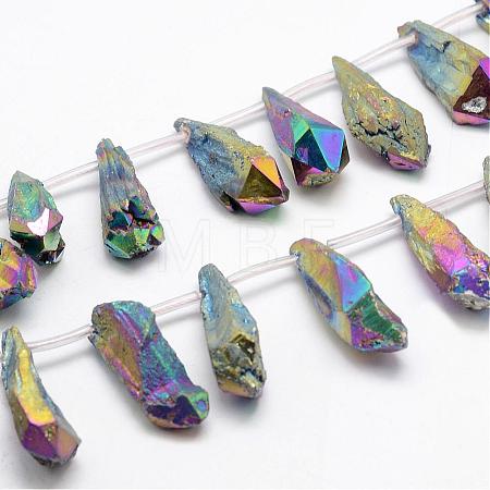Electroplated Natural Quartz Crystal Beads Strands G-G890-A-07-1