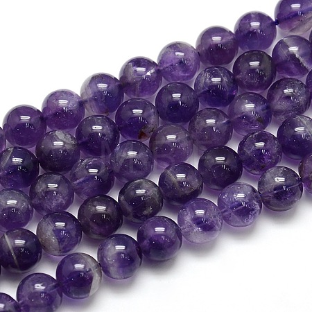 Natural Amethyst Round Bead Strands X-G-L170-10mm-01-1