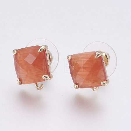 Faceted Glass Stud Earring Findings GLAA-F084-C01-1