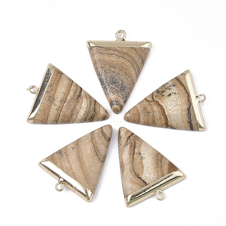 Electroplate Natural Picture Jasper Pendants G-S344-49C-1