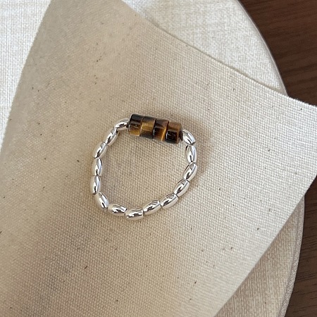 Brass with Tiger Eye Cuff Open Rings FS-WG4ACC0-01-1
