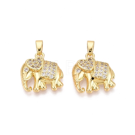 Brass Micro Pave Clear Cubic Zirconia Pendants KK-Q073-04G-1