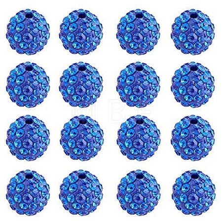 10mm Disco Ball Clay Beads Sapphire Pave Rhinestones Spacer Round Beads RB-PH0003-10mm-10-1