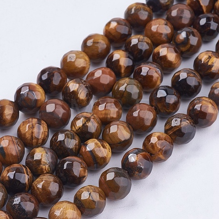 Natural Tiger Eye Round Bead Strands X-G-R203-8mm-1