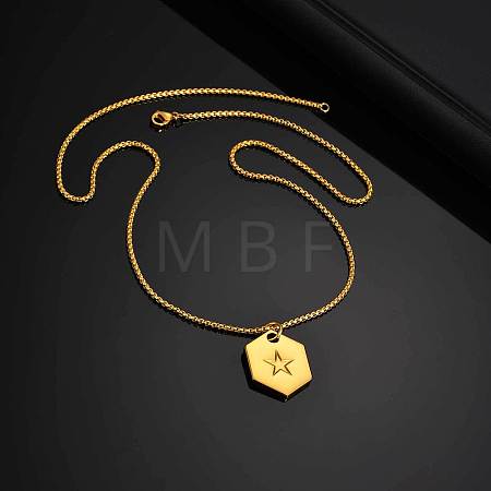 304 Stainless Steel Star Dog Tag Pendant Box Chain Necklaces for Men WGDBA2D-04-1
