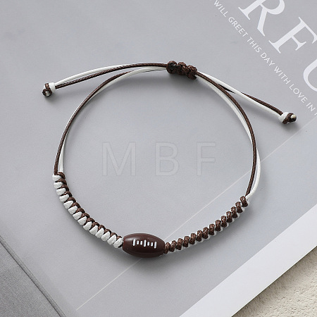 Sports Theme Waxed Cord Braided Bracelets FS-WG8B70B-07-1
