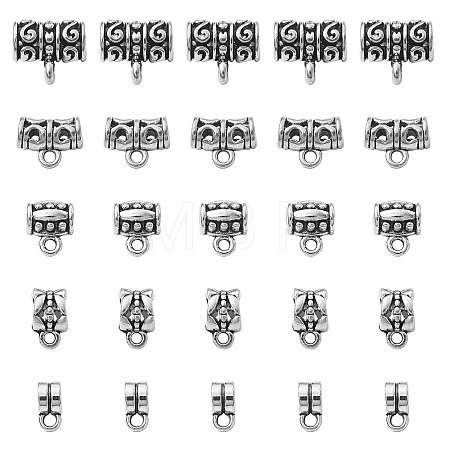 25Pcs 5 Style Tibetan Style Alloy Hanger Links TIBE-YW0001-41-1