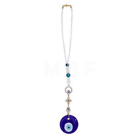 Glass Evil Eye & Alloy Rhinestone Car Pendant Decorations AJEW-GL0003-26-1