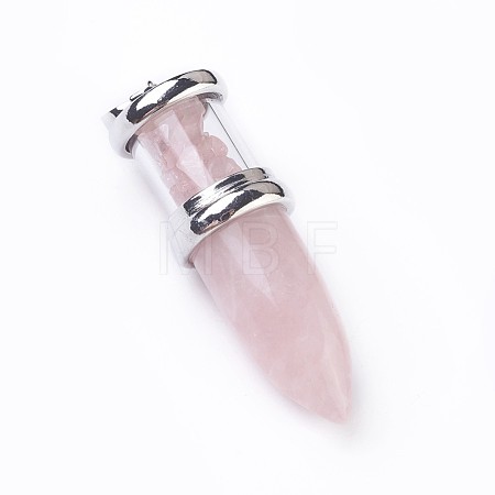 Natural Rose Quartz Big Pointed Pendants G-F639-08G-1