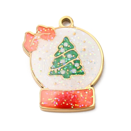 Christmas 304 Stainless Steel Enamel Pendants LS-STAS-B112-02G-01-1
