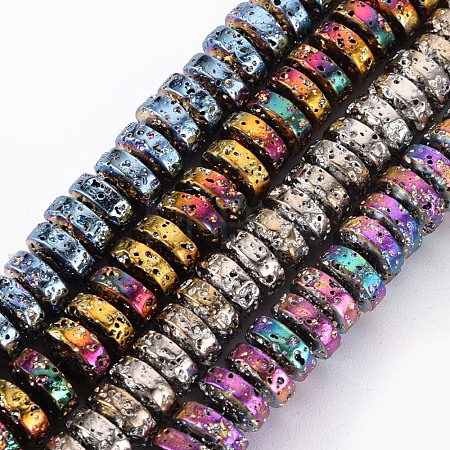 Electroplated Natural Lava Rock Beads Strands G-T114-69-1