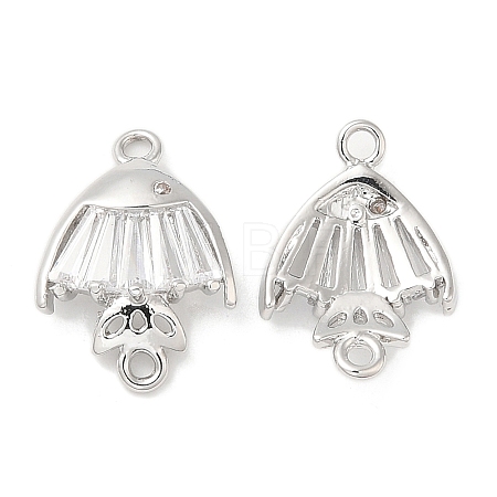 Brass Pave Clear Glass Connector Charms KK-F860-76P-1