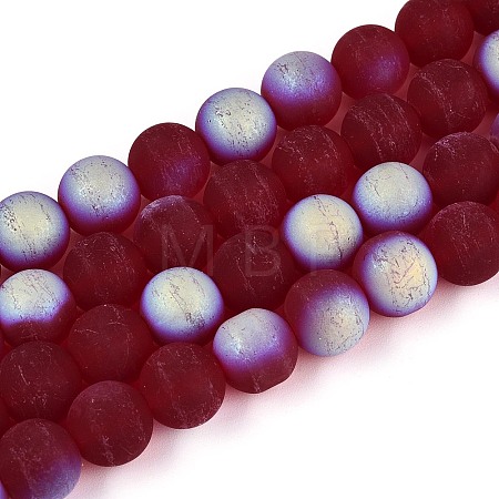 Frosted Transparent Glass Beads Strands GLAA-T032-T10mm-MBB20-1