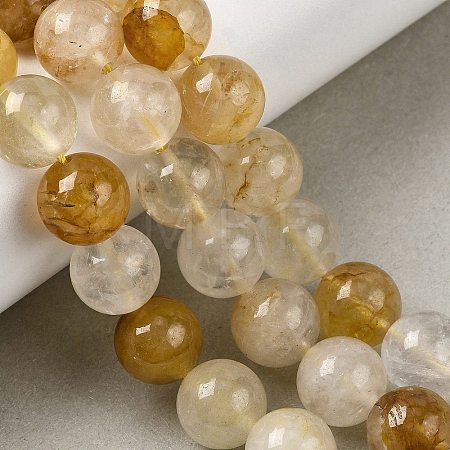 Natural Yellow Hematoid Quartz Beads Strands G-K365-D01-12mm-1