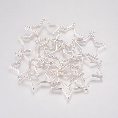 Rack Plating Alloy Star Open Back Bezel Pendants PALLOY-S047-40B-FF-1