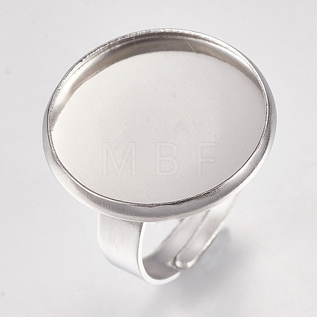 Tarnish Resistant 304 Stainless Steel Pad Ring Settings STAS-G173-19P-18mm-1