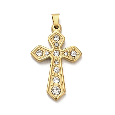 304 Stainless Steel Charms with Rhinestone STAS-Q343-16G-1