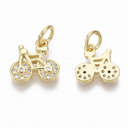 Brass Micro Pave Clear Cubic Zirconia Charms ZIRC-R109-016G-NF-1