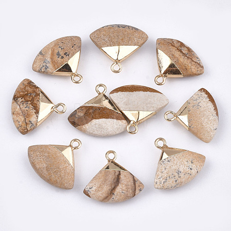 Electroplate Natural Picture Jasper Pendants G-T112-04D-1