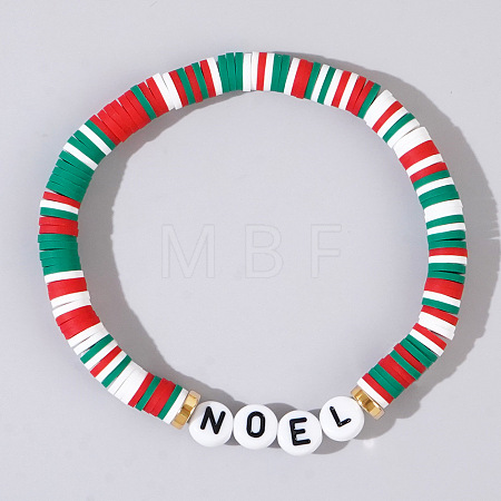 Christmas Noel Resin & Acrylic Beaded Stretch Bracelets WK2852-7-1
