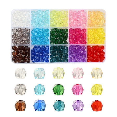 450Pcs 15 Colors Transparent Acrylic Beads TACR-YW0001-56-1