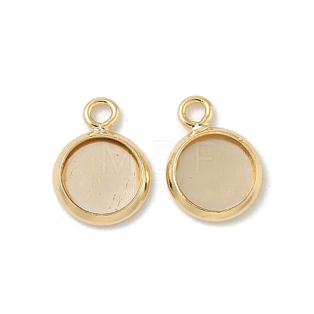 Flat Round Brass Pendant Cabochon Settings KK-K414-14A-G-1