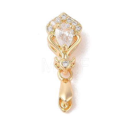 Golden Brass Micro Pave Clear Cubic Zirconia Ice Pick Pinch Bails X-KK-B100-049G-01-1