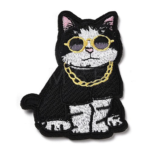 Cat with Necklace & Glasses Appliques X-DIY-D080-18-1