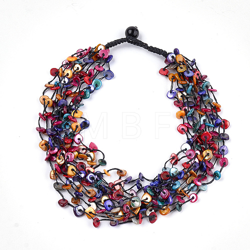 Shell Beaded Multi-strand Necklaces NJEW-S414-55-1
