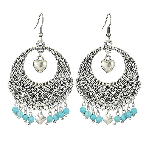 Dyed Natural Howlite Beaded Chandelier Earrings EJEW-JE05370-01-1