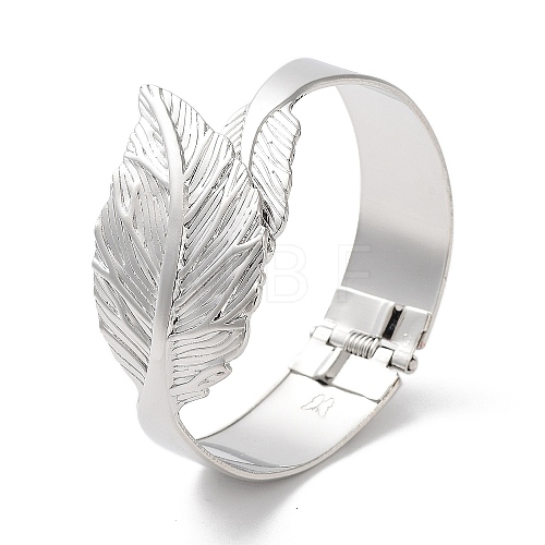 Leaf Alloy Cuff Bangles BJEW-C058-06P-1