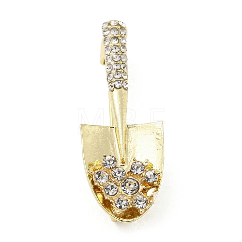 Shovel Alloy Rhinestone Brooch Pins JEWB-P029-01G-1