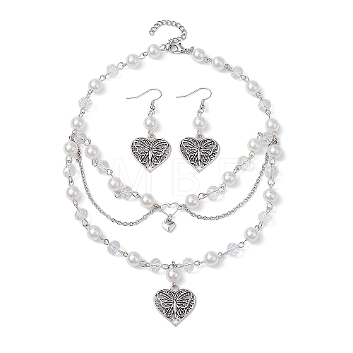 Tibetan Style Alloy Heart Jewelry Set SJEW-JS01287-1