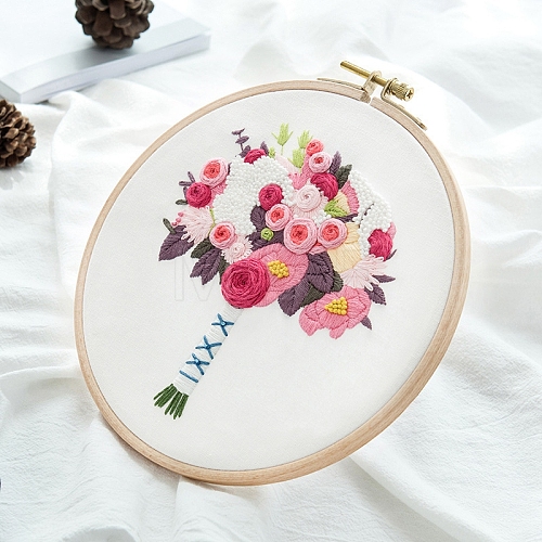Flower Bouquet Pattern 3D Embroidery Starter Kits DIY-P077-045-1