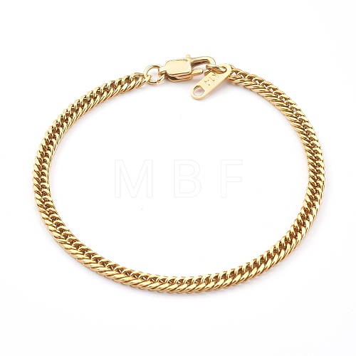 Women's 304 Stainless Steel Diamond Cut Curb Chain Bracelets BJEW-JB06019-01-1
