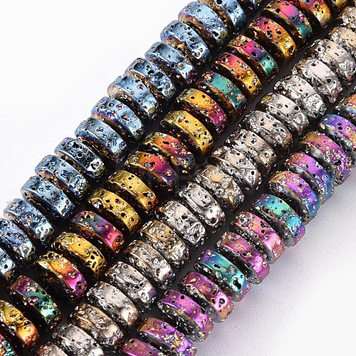 Electroplated Natural Lava Rock Beads Strands G-T114-69-1