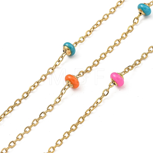 304 Stainless Steel Enamel Link Chains AJEW-Z028-09G-03-1