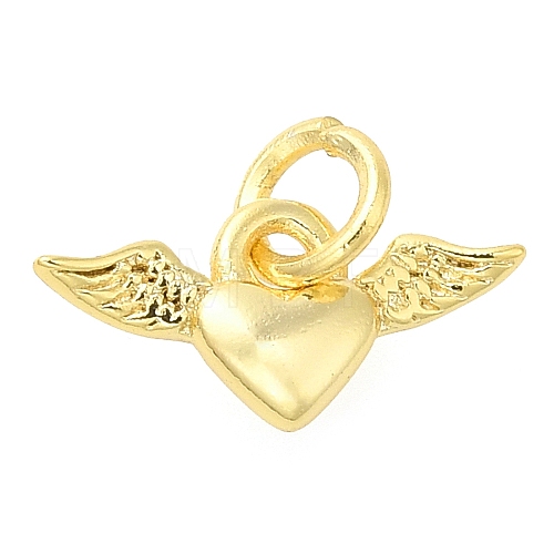 Heart with Wing Rack Plating Brass Pendants Charms KK-S396-17-1